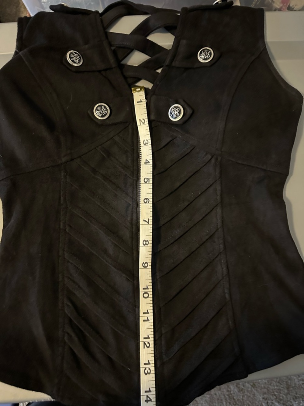 LYDIA USA suede - like zip up top with strappy back - Picture 7 of 7